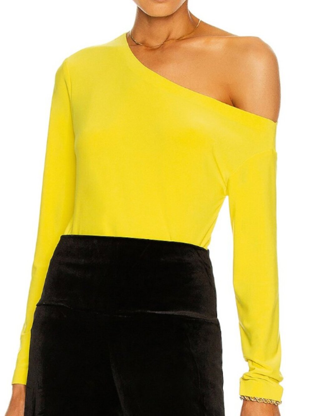 Norma Kamali Long Sleeve Drop Shoulder Top Neon Yellow